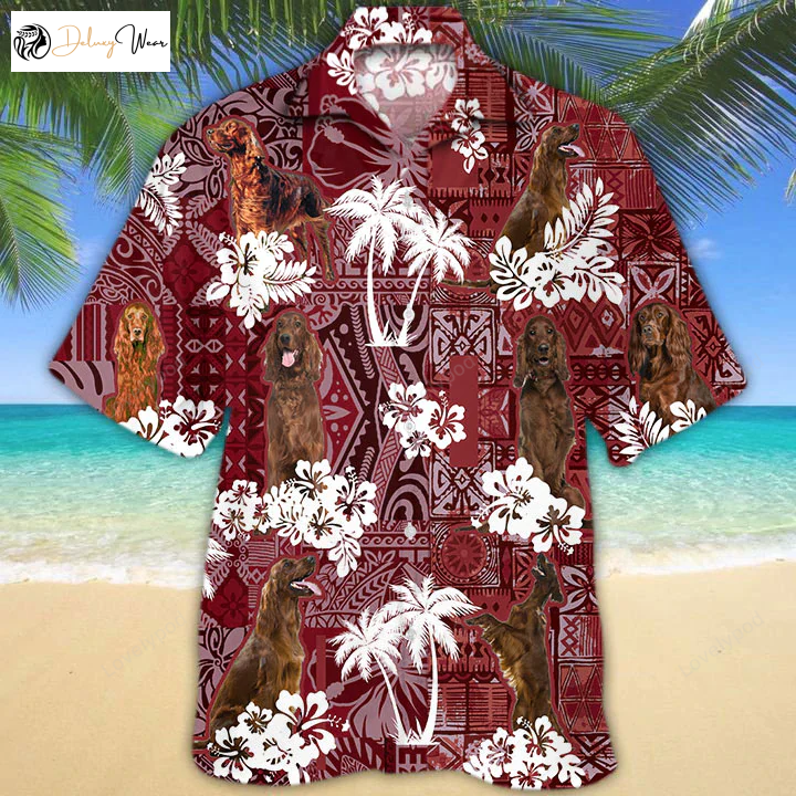 Irish Setter 2 Hawaiian Shirt Gift for Men Women Fans: Perfect Gift for Dog Lovers - Men s Summer Aloha Shirt Gift for Men Women Fans