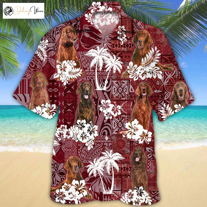 Men s Irish Setter Red Hawaiian Shirt Gift for Men Women Fans - Ideal Gift for Dog Lovers Summer Aloha Shirt Gift for Men Women Fans