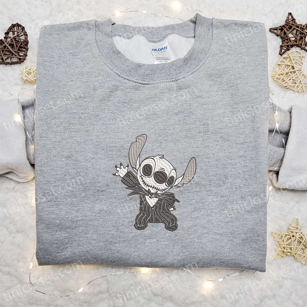Disney Jack Skellington Stitch Cosplay Embroidered Sweatshirt – Funny Halloween T-shirt
