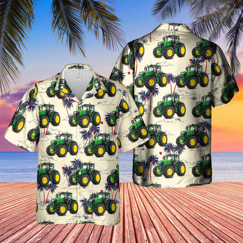 John Deere 6175R 4WD Tractor Hawaiian Shirt Gift for Men Dad Father Gift for Men Dad Father