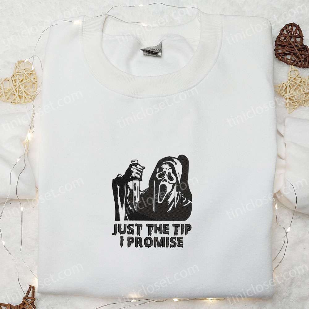 Just the Tip I Promise Ghost Embroidered Shirt: Spooky & Cool Halloween Shirts