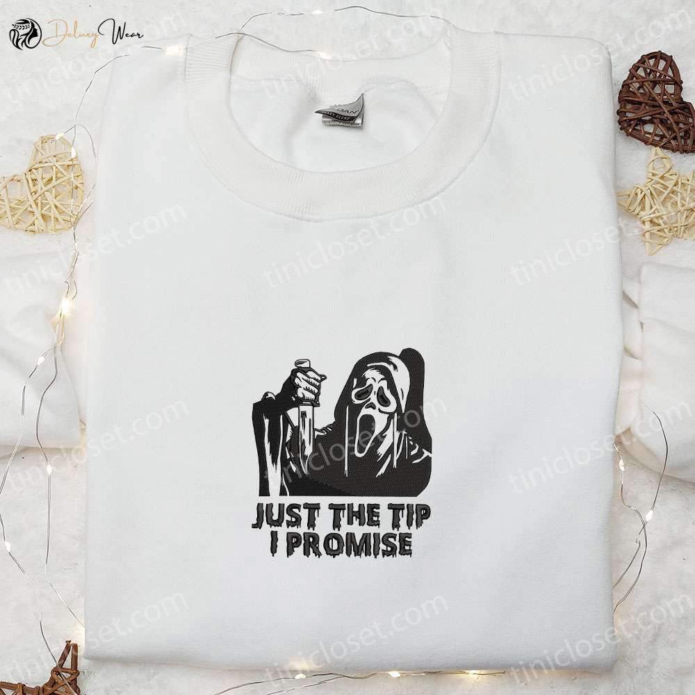 Just the Tip I Promise Ghost Embroidered Shirt: Spooky & Cool Halloween Shirts