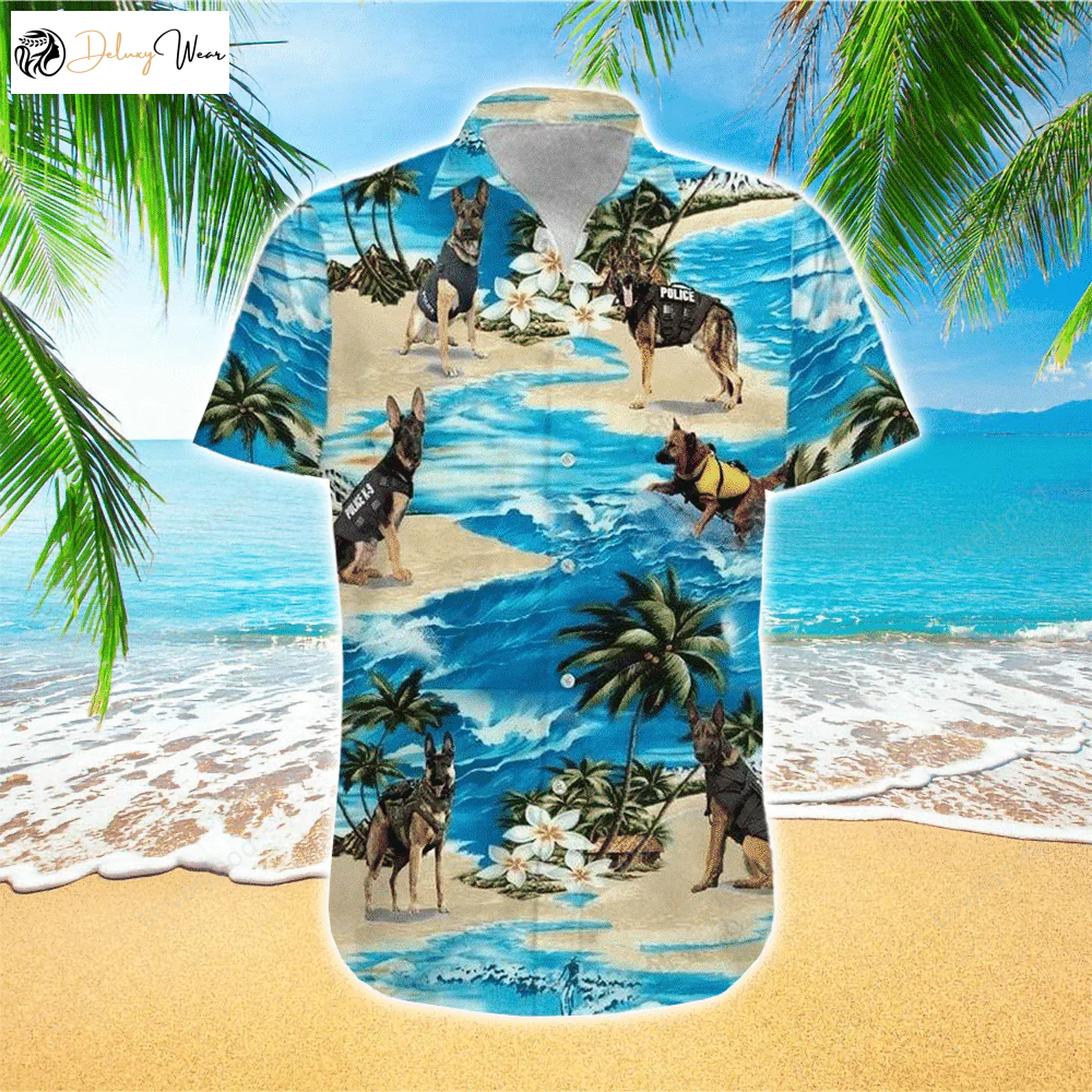 K9 Police German Shepherd Hawaiian Shirt Gift for Men Women Fans U S Police Dog Apparel