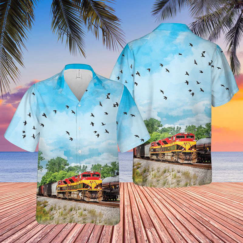 Kansas City Southern Railway KCS 3999 EMD SD70ACe Hawaiian Shirt Gift for Men Dad Father Gift for Men Dad Father