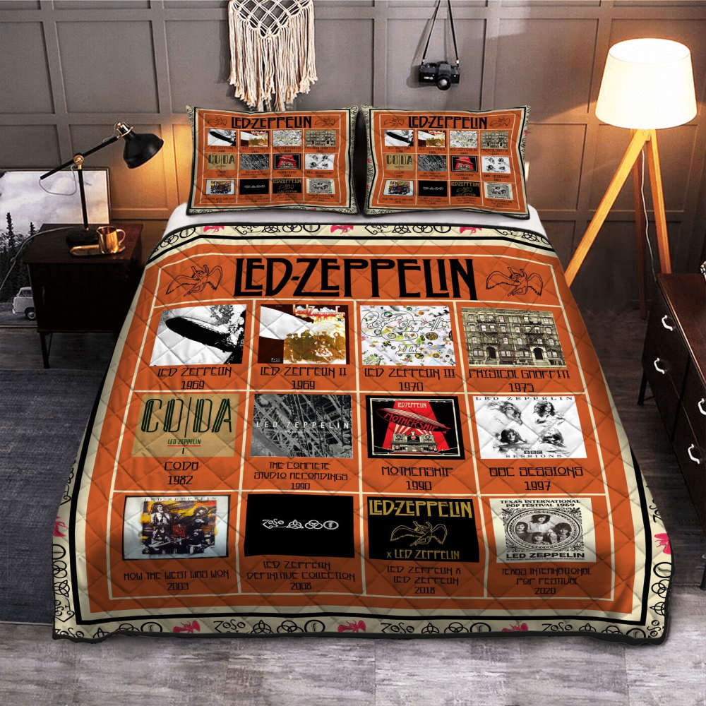 Led Zeppelin Quilt Bedding Set Decor Gift For Men Women Decor Gift For Men Women G95