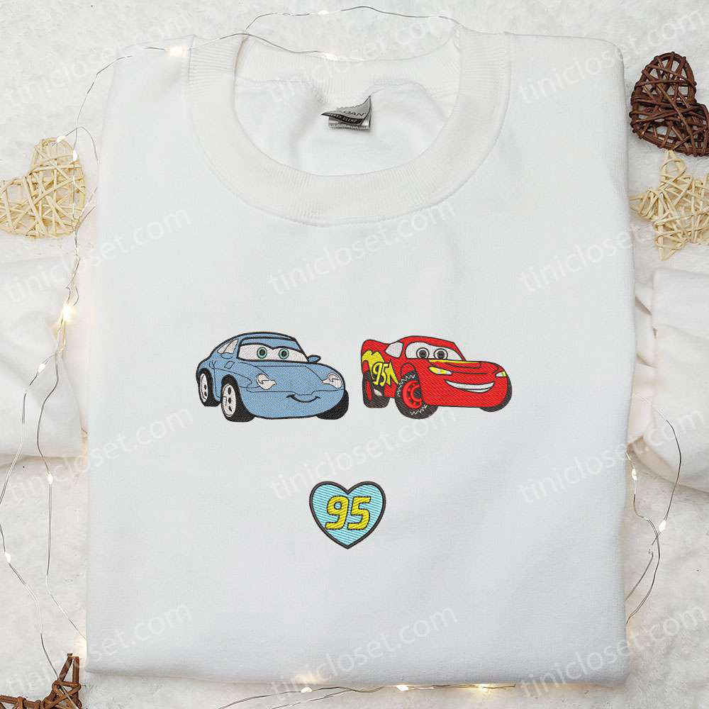 Disney Cars Lightning McQueen & Sally 95 Embroidered Shirt Cars Hoodie Best Valentine Gift