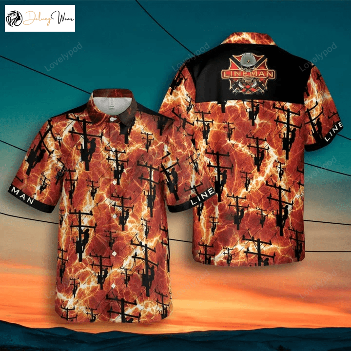 Get Noticed in Style with Lineman Red Hawaiian Shirt Gift for Men Women Fans - Perfect for Tropical Vibes!