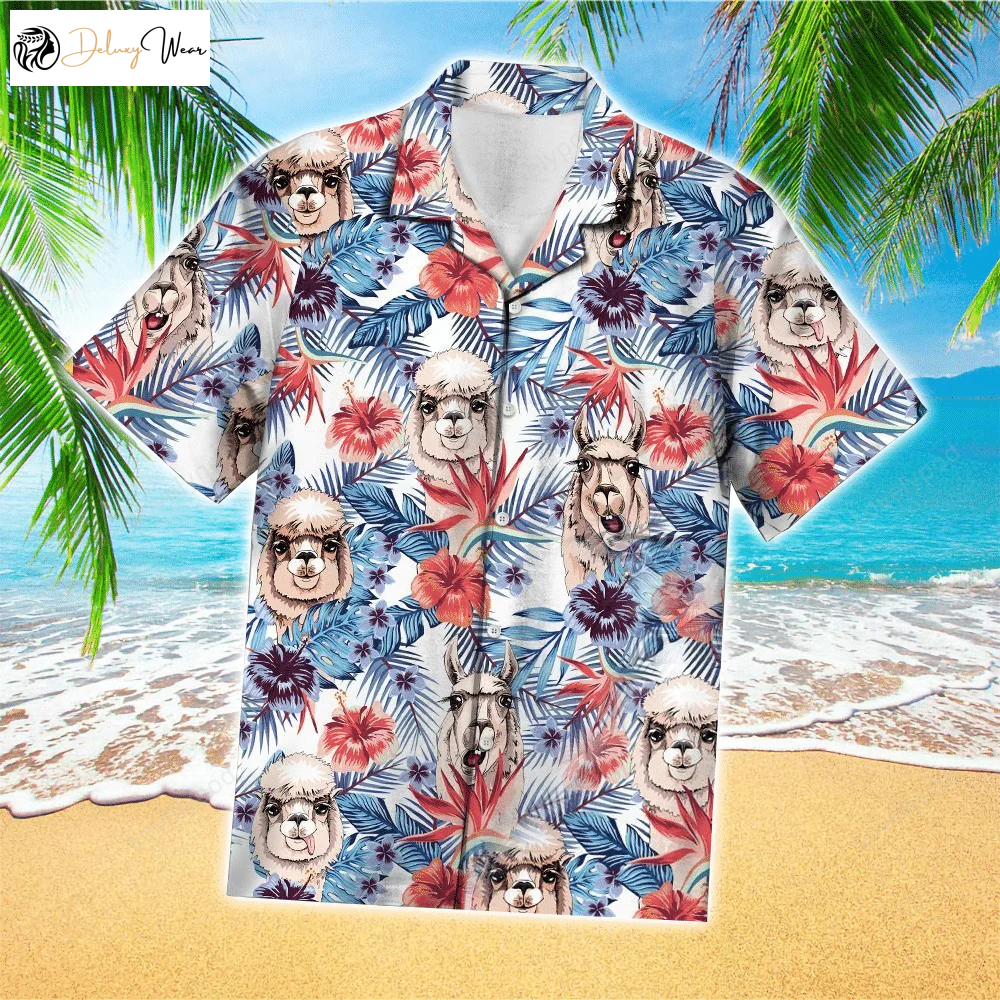 Llama Tropical Blue Hawaiian Shirt Gift for Men Women Fans – Unisex Amazing Design