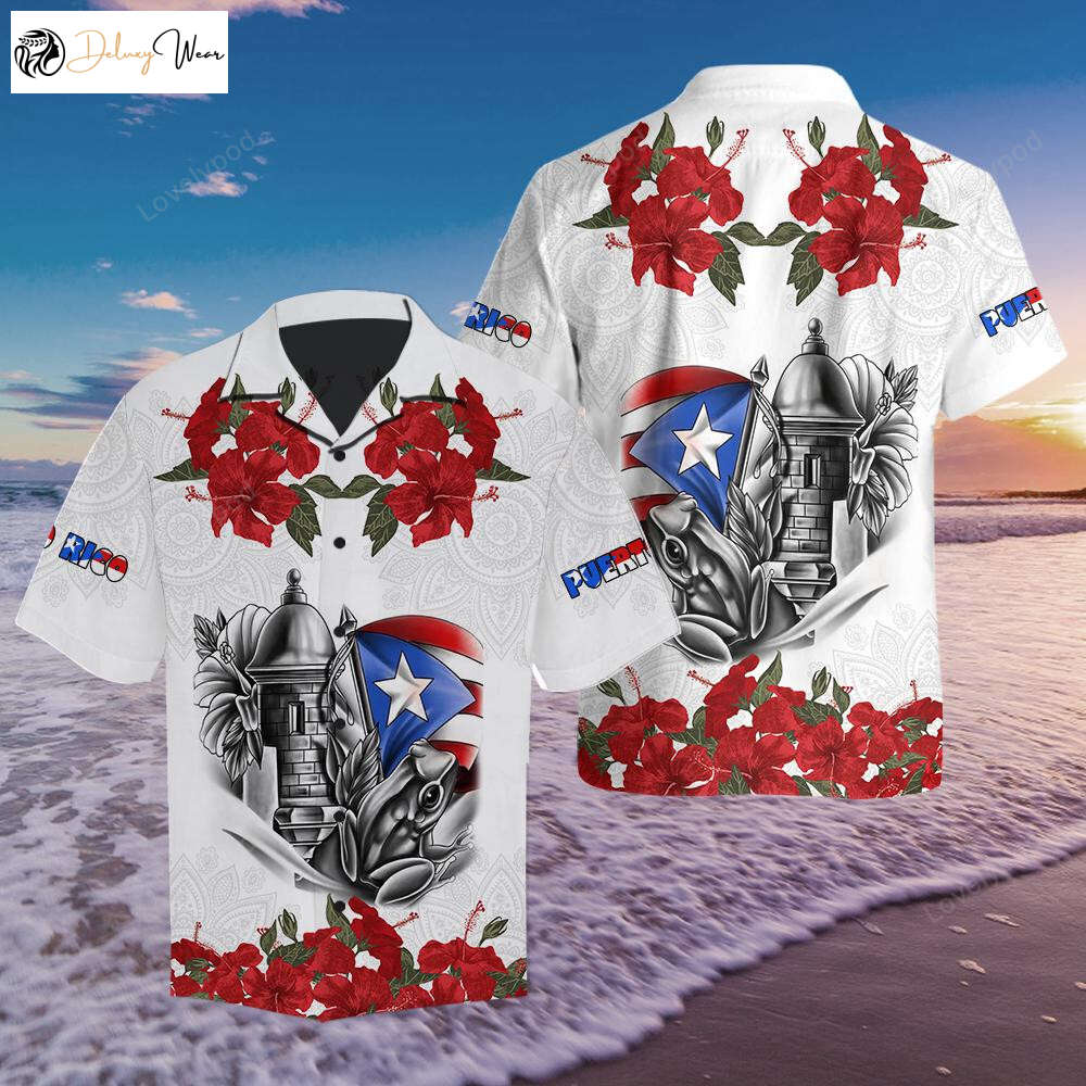 Vibrant Manga Flower Puerto Rico Hawaiian Shirt Gift for Men Women Fans for Men & Women – Stylish & Authentic Tropical Design