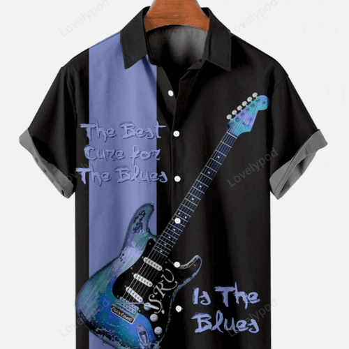 Strum in Style: Men s Music Guitar Patchwork Hawaiian Shirt Gift for Men Women Fans – Trendy & Unique!