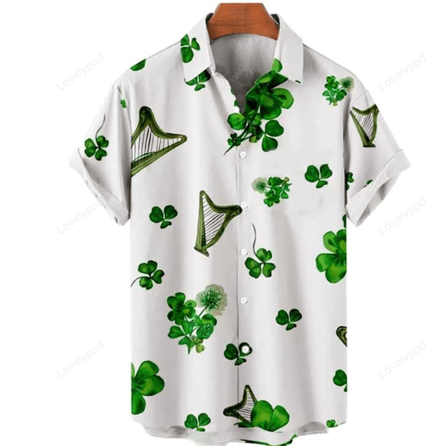 St Patrick s Day Mens 3D Hawaiian Shirt Gift for Men Women Fans: Shamrock & Irish Print