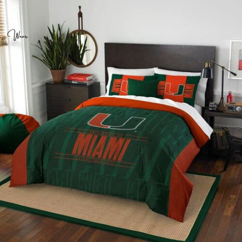 Miami Hurricanes Bedding Set Decor Gift For Men Women Decor Gift For Men Women G95