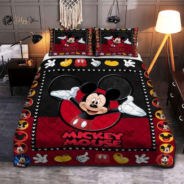 Mickey Mouse Funny Quilt Bedding Set Decor Gift For Men Women Decor Gift For Men Women G95