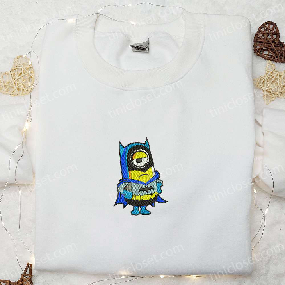 Minion Cosplay Batman Embroidered Shirt & Hoodie: Best Gift Idea for DC Superhero Movie Fans Minion Cosplay Batman Embroidered Shirt & Hoodie: Best Gift Idea for DC Superhero Movie Fans