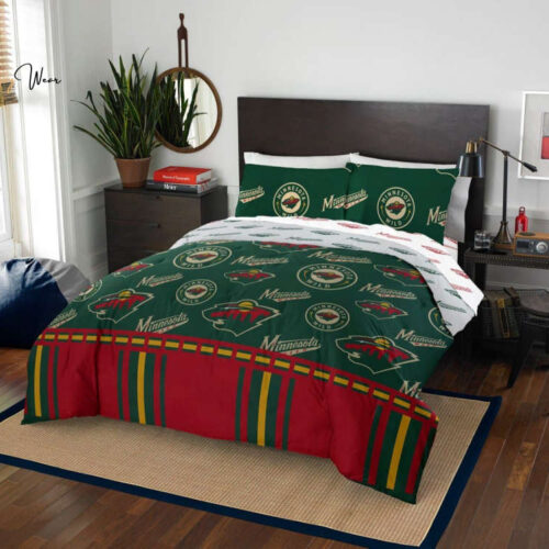 Minnesota Wild 1 Bedding Set Decor Gift For Men Women Decor Gift For Men Women G95