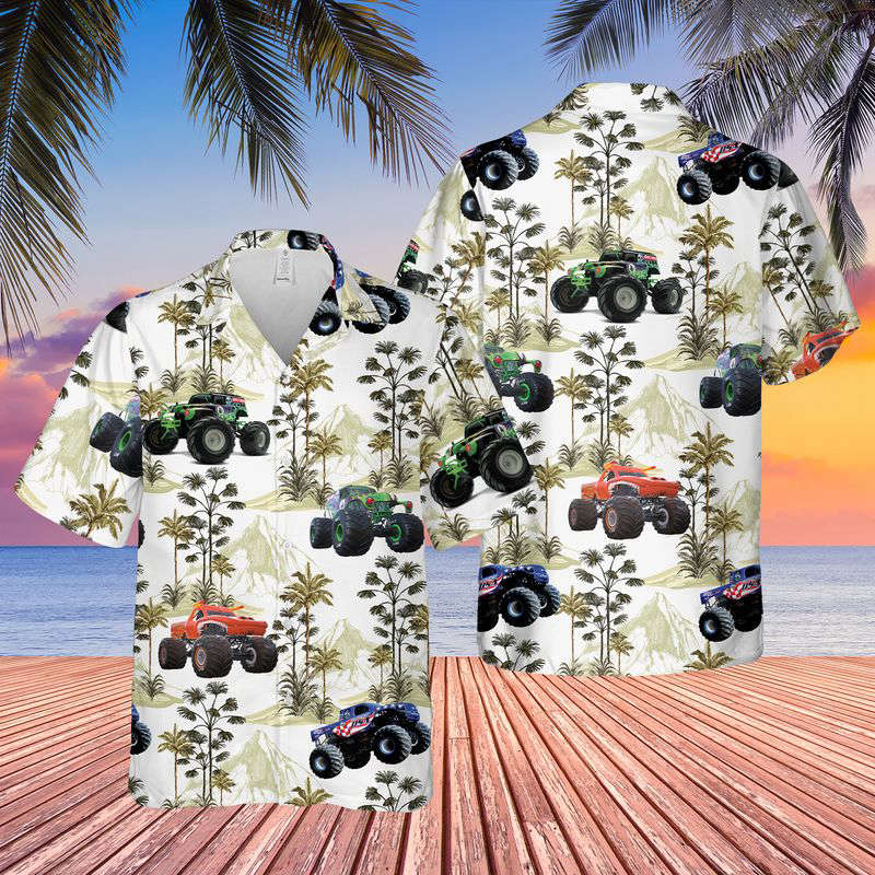 Monster Trucks Hawaiian Shirt Gift for Men Dad Father Gift for Men Dad Father