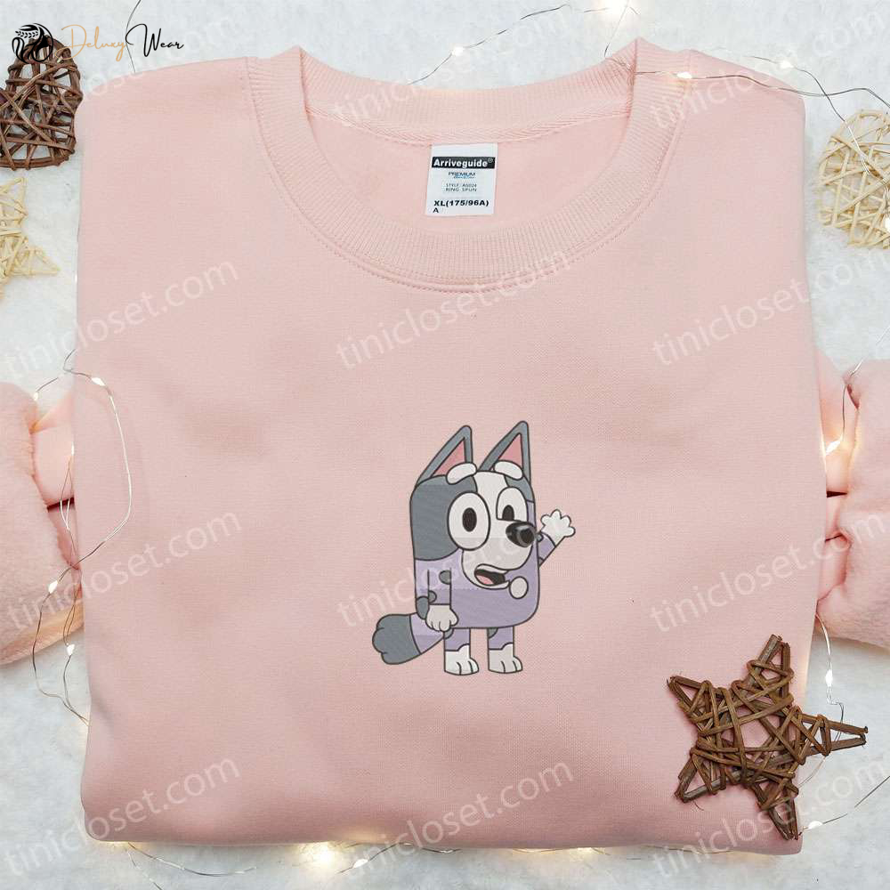 Bluey Cartoon Embroidered Hoodie & Muffin Shirt: Perfect Gift Idea Trendy & Fun