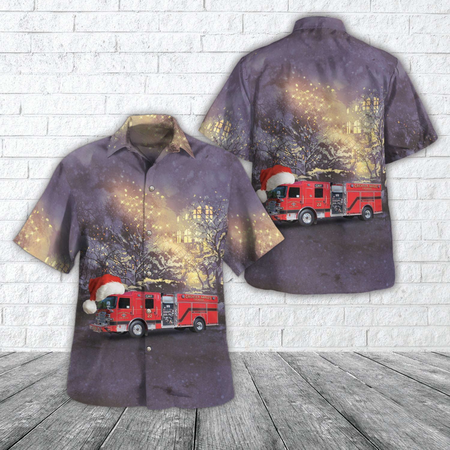 Naples, Florida, Greater Naples Fire Rescue District Christmas Hawaiian Shirt Gift for Men Dad Father Gift for Men Dad Father