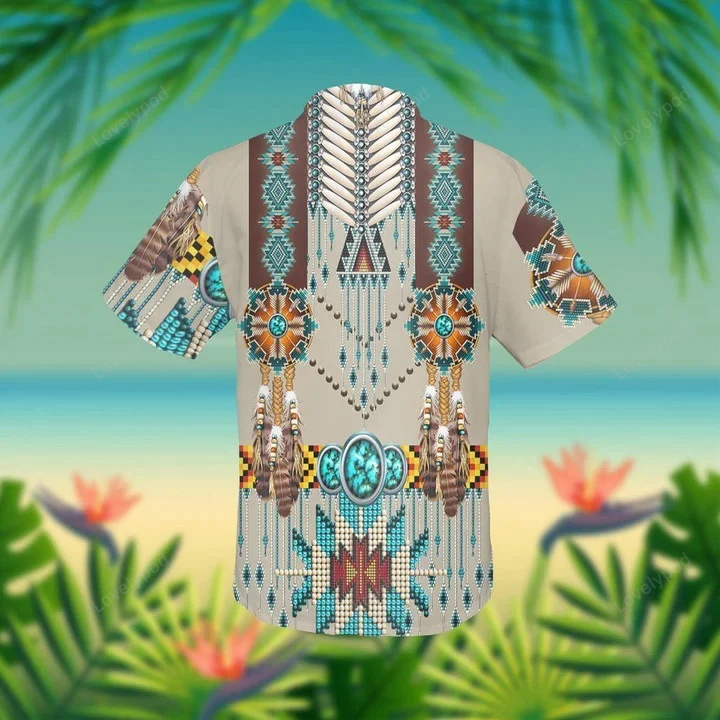 Vibrant Native American Grey Hawaiian Shirt Gift for Men Women Fans with Colorful Design – Stand Out in Style!