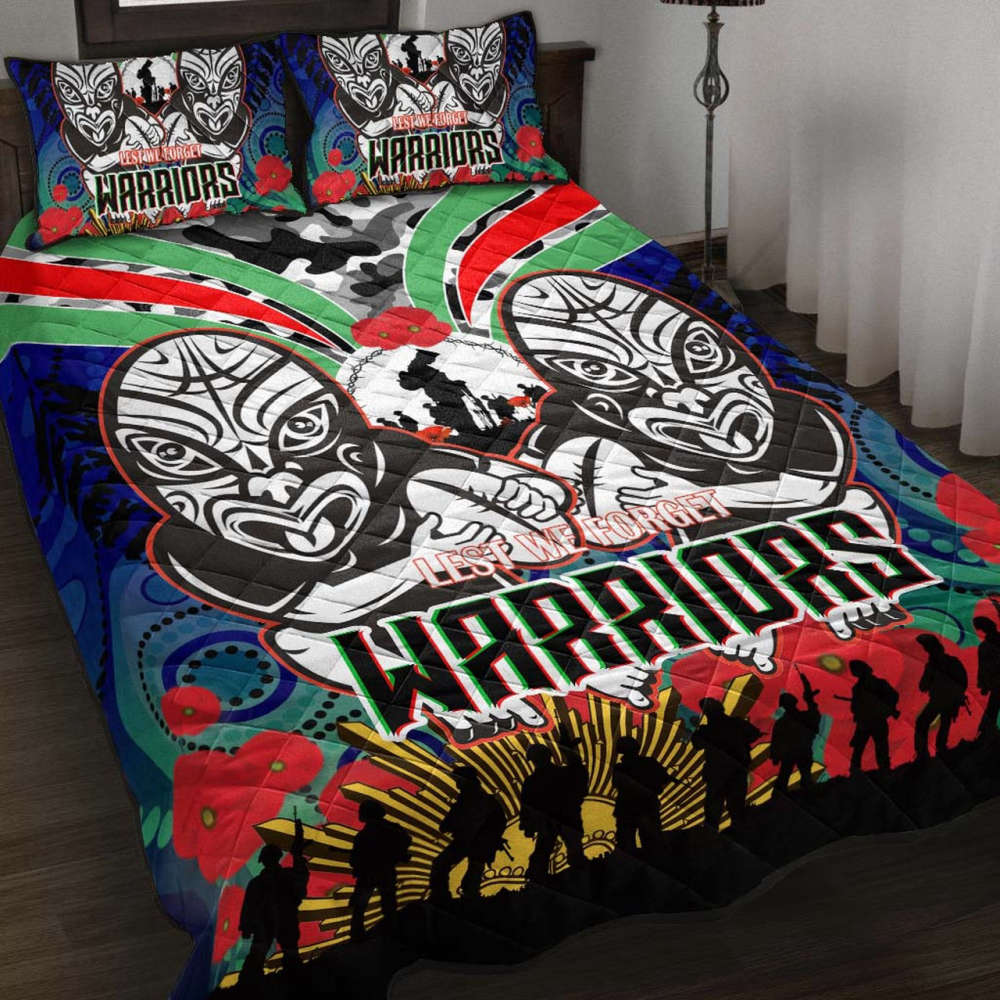 New Zealand Warriors Quilt Bedding Set Decor Gift For Men Women Decor Gift For Men Women G95