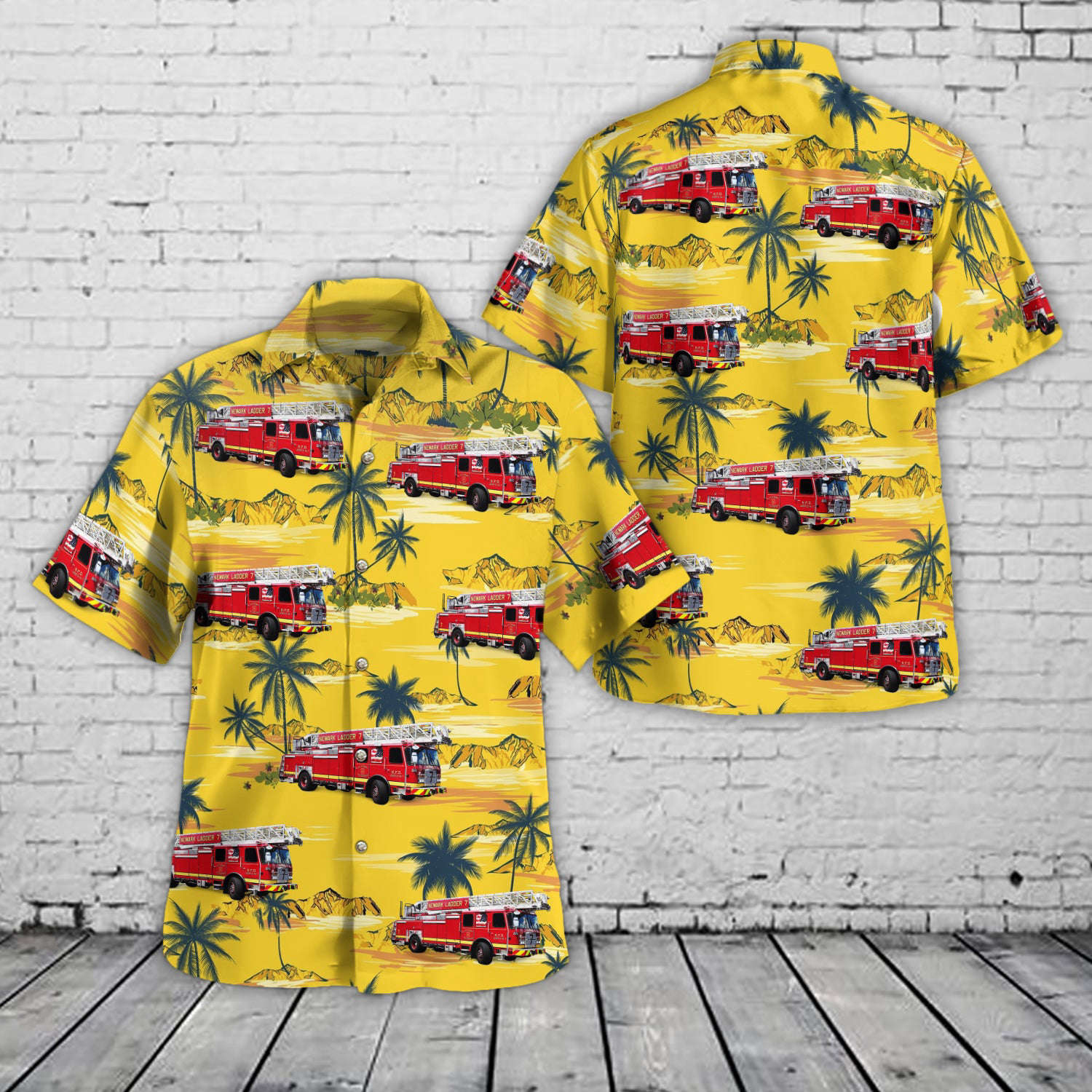 Newark, New Jersey, Newark Fire Department Ladder 7 Hawaiian Shirt Gift for Men Dad Father Gift for Men Dad Father