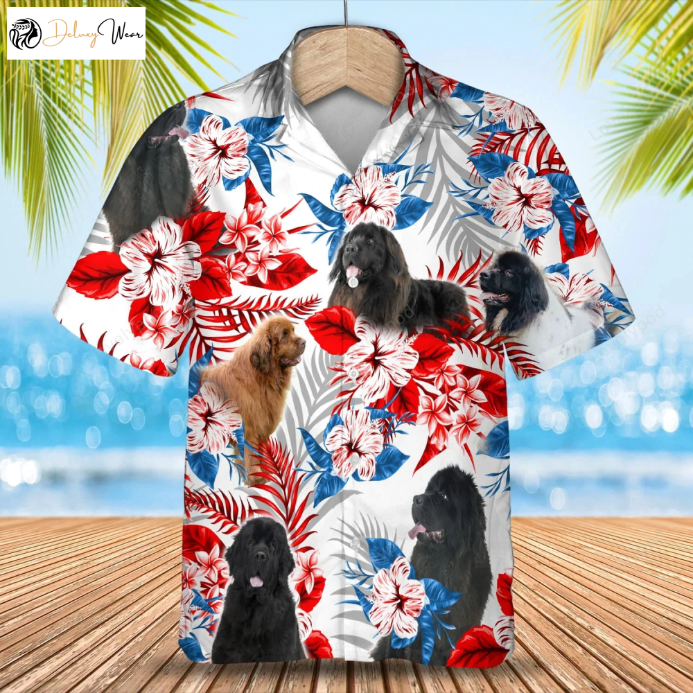 Newfoundland Flower American Flag Hawaiian Shirt Gift for Men Women Fans - Men s Summer Aloha Shirt Gift for Men Women Fans Perfect Gift for Summer