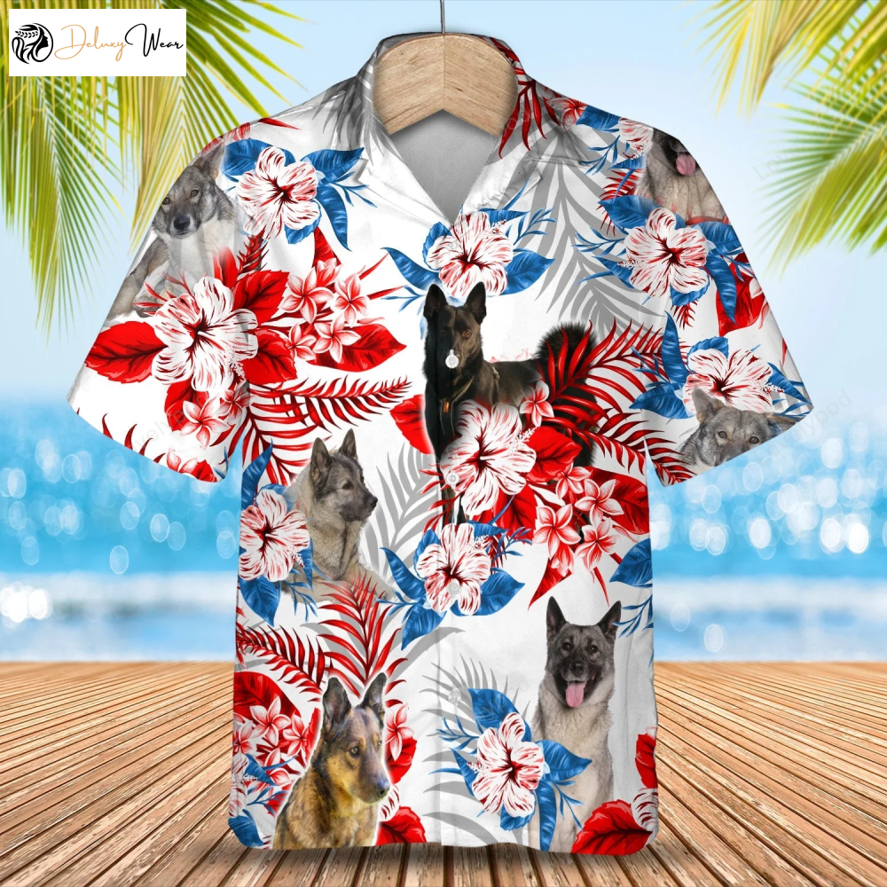 Norwegian Elkhound Hawaiian Shirt Gift for Men Women Fans - Summer Aloha Shirt Gift for Men Women Fans for Men and Women