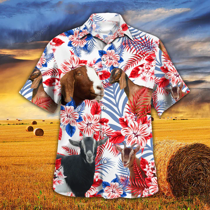 Nubian Goat Lovers American Flag Hawaiian Shirt – Aloha Men & Women s Hawaiian Shirt