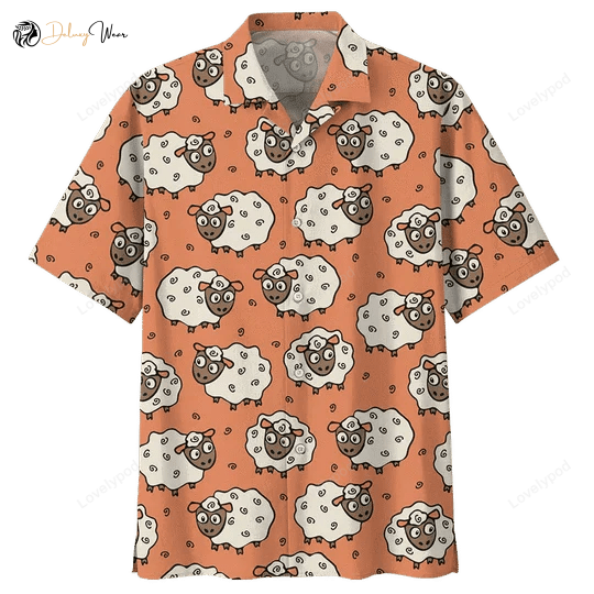 Vibrant Orange Sheep Illustration Hawaiian Shirt Gift for Men Women Fans - Unleash Your Style!