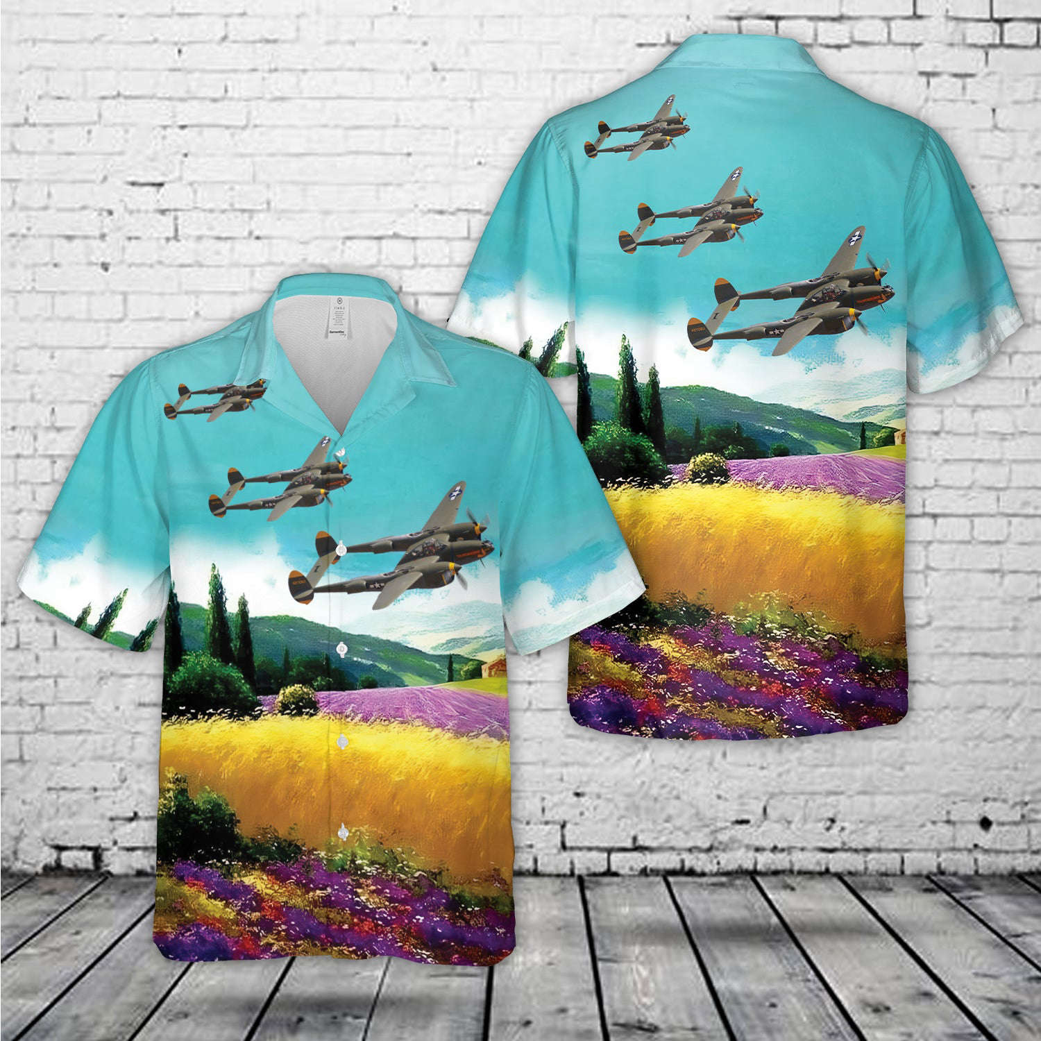 P-38 Lightning ''Tangerine'' Hawaiian Shirt Gift for Men Dad Father Gift for Men Dad Father