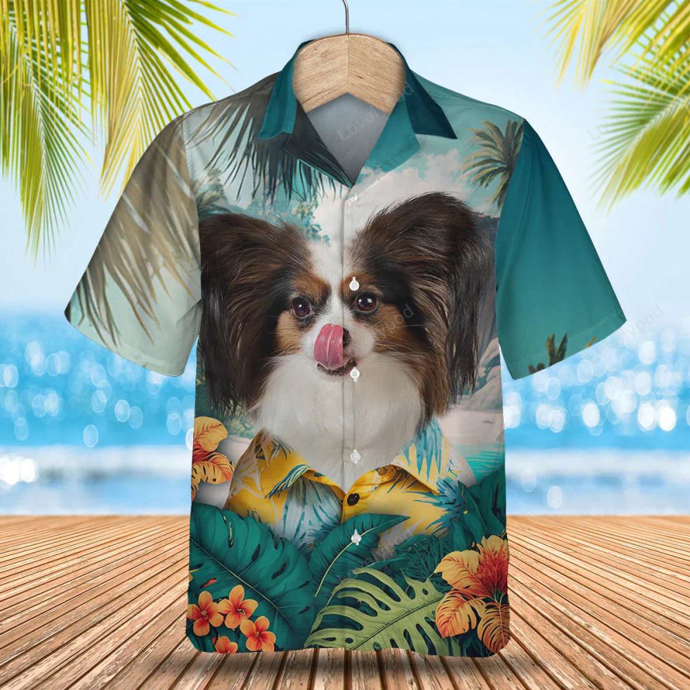 Papillon Dog Hawaiian Shirt: Stylish Summer Attire for Dog Lovers Men and Women