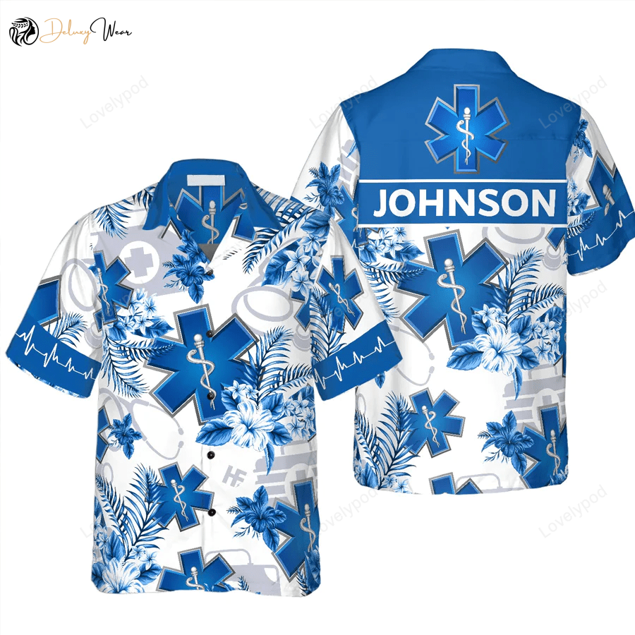 Custom Hawaiian Shirt Gift for Men Women Fans for Paramedics - Personalized Name Design