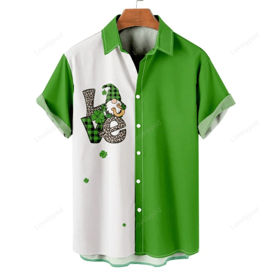 St Patrick s Day Peace Love Samrock Hawaiian Shirt Gift for Men Women Fans – Shamrock Design Perfect for Celebrations