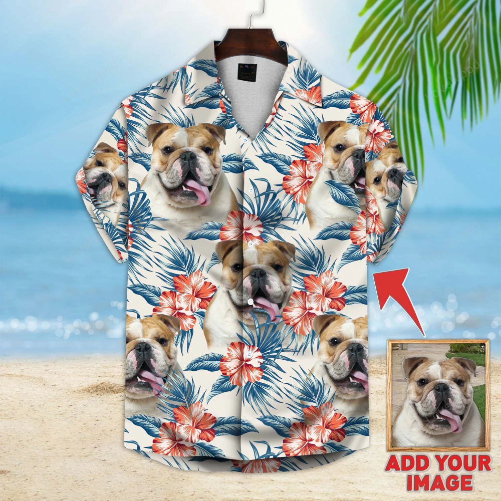 Custom Photo Hawaiian Shirt Gift for Men Women Fans – Dog Flower Pattern Short Sleeve – Men s & Women s Aloha Attire