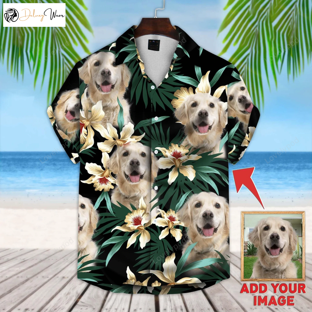 Custom Photo Hawaiian Shirt Gift for Men Women Fans – Dog Flower Pattern Short Sleeve – Men s & Women s Aloha Attire