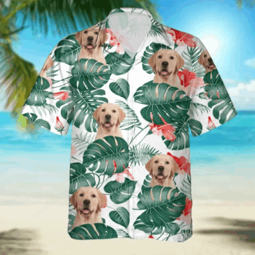 Customized Photo Hawaiian Shirt: Upload Picture on Men s Dog Print Aloha Shirt