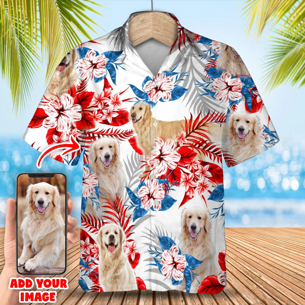 Custom Pet Photo American Flag Hawaiian Shirt Gift for Men Women Fans – Dog & Men Women Aloha Summer Shirt Gift for Men Women Fans