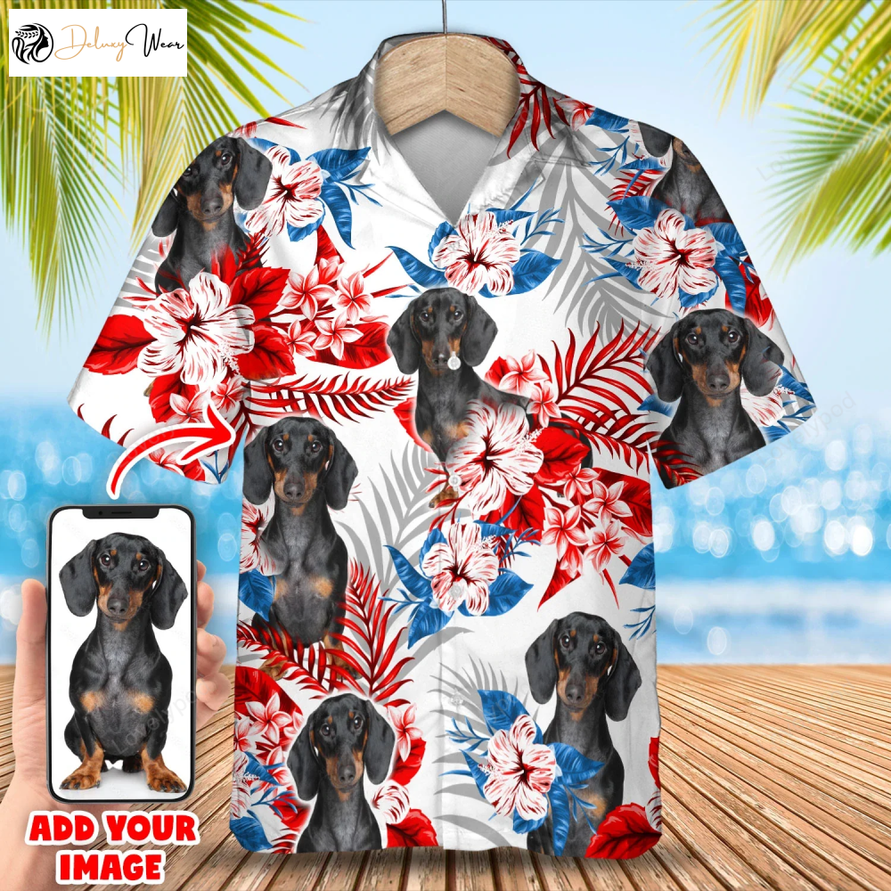 Custom Pet Photo American Flag Hawaiian Shirt Gift for Men Women Fans – Dog & Men Women Aloha Summer Shirt Gift for Men Women Fans