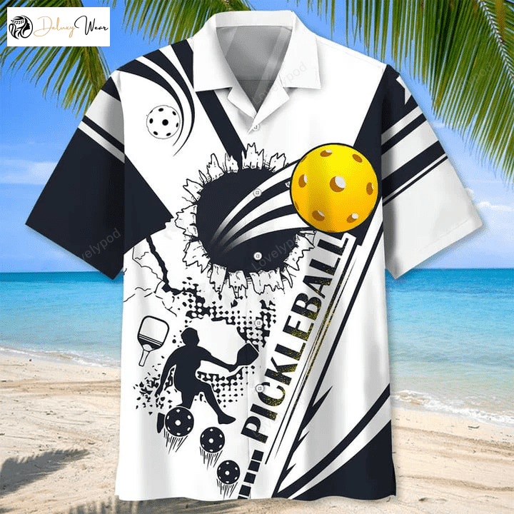 Pickleball Black & White Hawaiian Shirt Gift for Men Women Fans - Men & Women s Pickleball Shirt Gift for Men Women Fans
