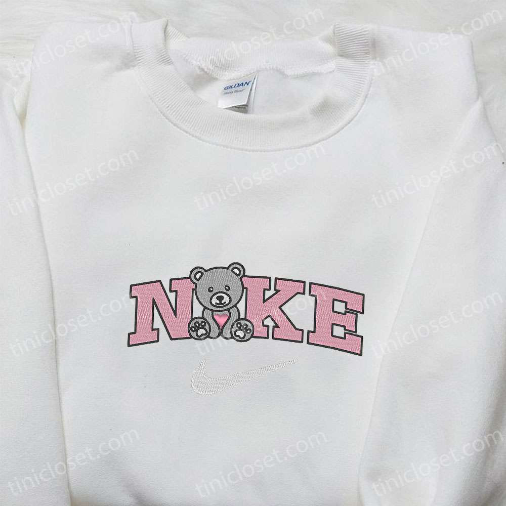 Valentine s Pink Heart Teddy Bear x Embroidered Shirt & Hoodie Combo – Perfect Gift Idea