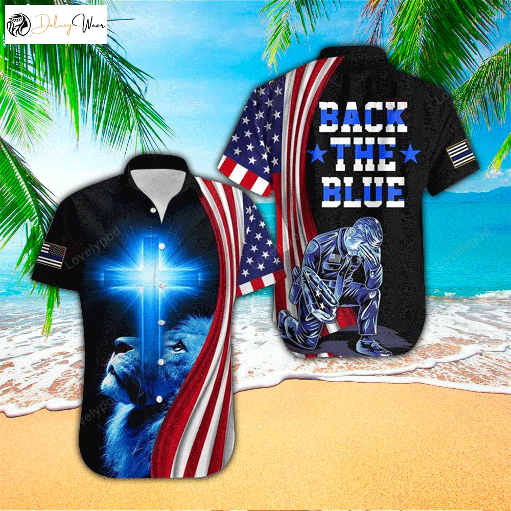 Back the Blue All Over Printed Hawaiian Shirt Gift for Men Women Fans Police Support Apparel