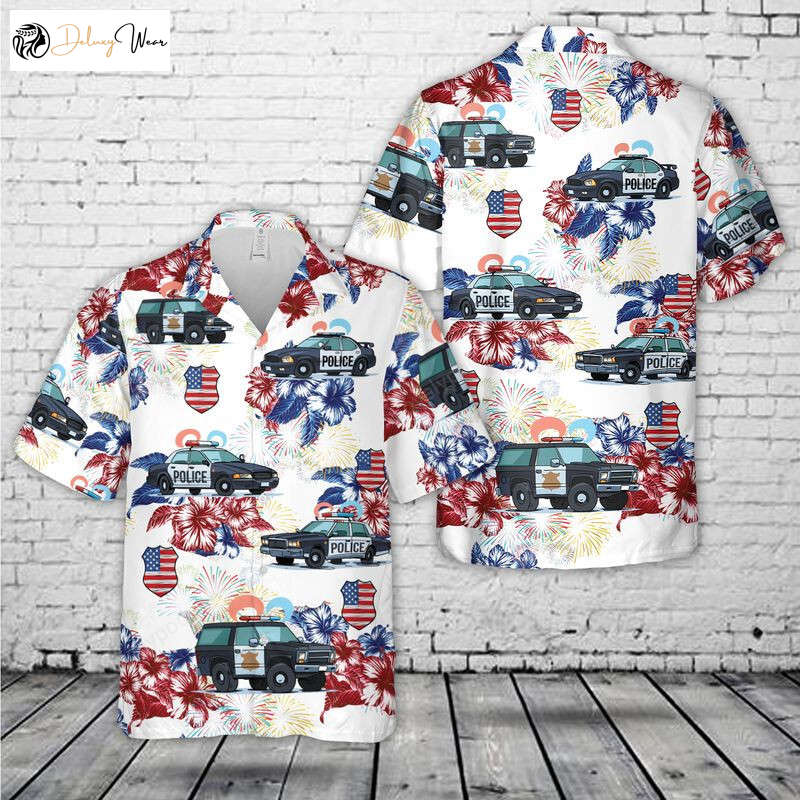 Police Truck Hawaiian Shirt 4th Of July Short Sleeve Men s Hawaiian Shirt