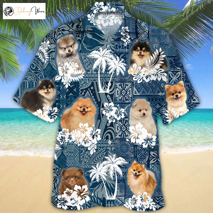 Pomeranian Hawaiian Shirt Gift for Men Women Fans: Beach Floral Short Sleeve Aloha Shirt Gift for Men Women Fans for Men & Women - Summer Fun!