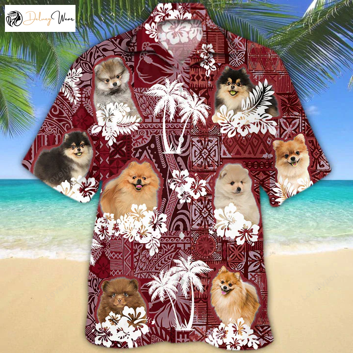 Pomeranian Hawaiian Shirt Gift for Men Women Fans: Unique Dog Lover Gift Men s Summer Aloha Shirt Gift for Men Women Fans