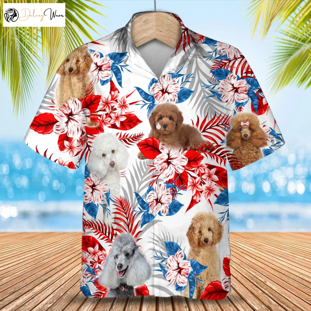 Poodle Flower American Flag Hawaiian Shirt Gift for Men Women Fans Men s Summer Aloha Shirt Gift for Men Women Fans Perfect Gift for Summer