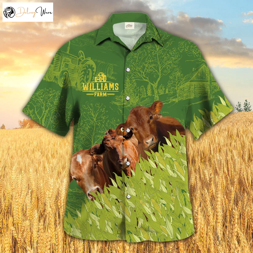 Red Angus Farm Corn Pattern Hawaiian Shirt Gift for Men Women Fans - Cow Print Summer Shirt Gift for Men Women Fans for Men & Women
