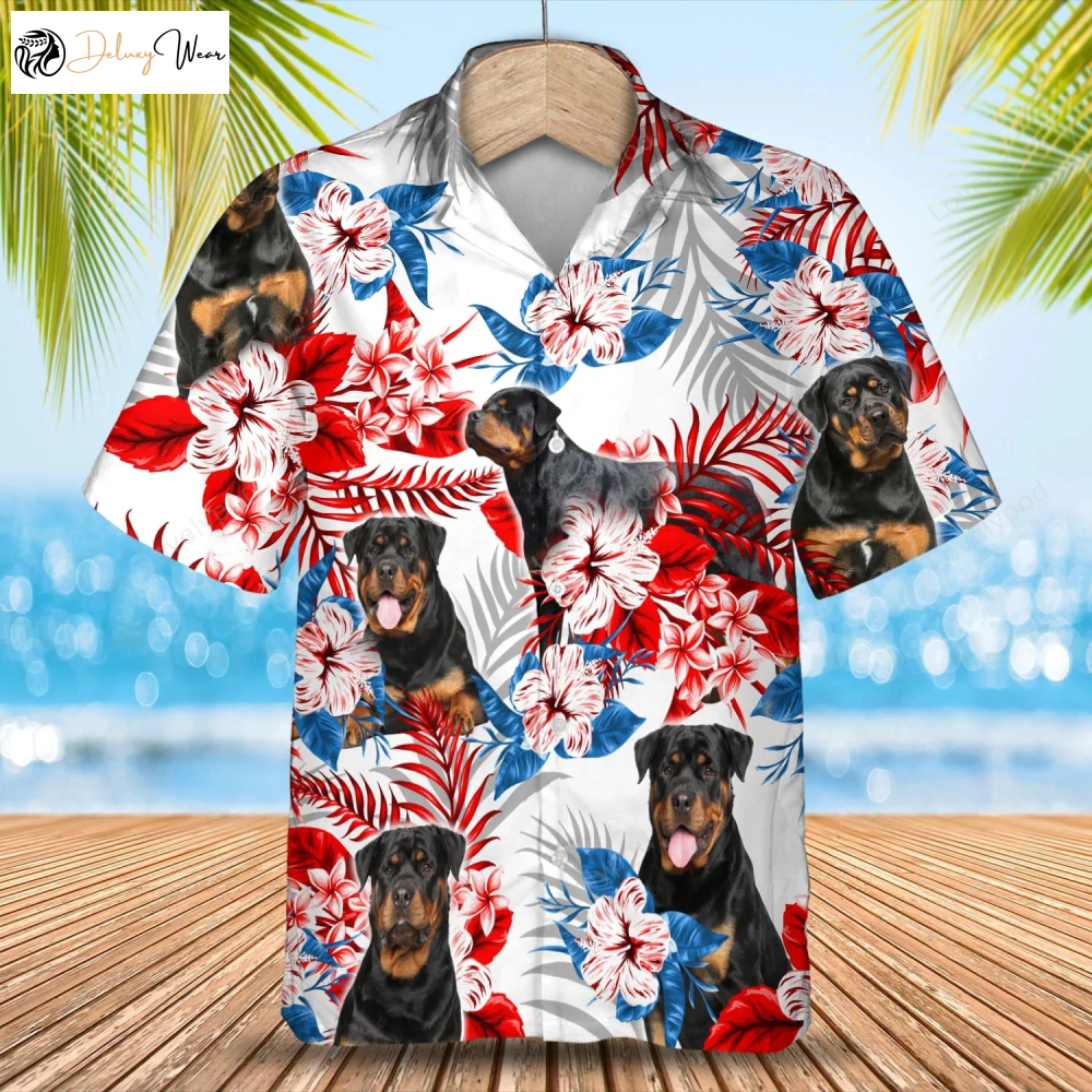 Rottweiler Flower Hawaiian Shirt: Stylish Men & Women Summer Aloha Shirt