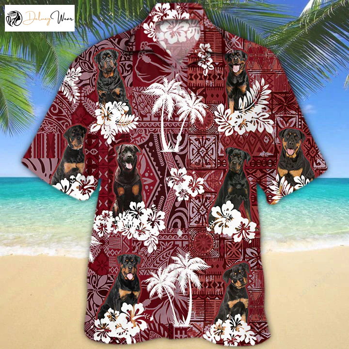 Men s Rottweiler Hawaiian Shirt Gift for Men Women Fans - Perfect Gift for Dog Lovers Summer Aloha Shirt Gift for Men Women Fans
