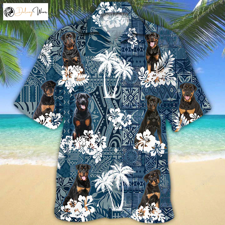 Bold Rottweiler Hawaiian Shirt Gift for Men Women Fans: Stylish & Comfortable Dog-Themed Apparel