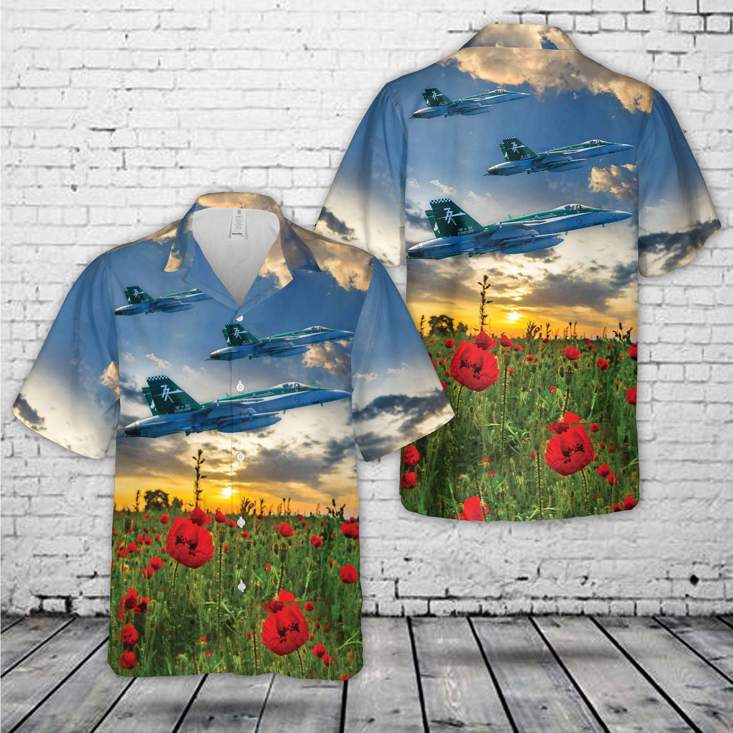 Royal Australian Air Force FA-18A Hornet A21-39 No. 77 Squadron ANZAC Day Red Poppy Hawaiian Shirt Gift for Men Dad Father Gift for Men Dad Father
